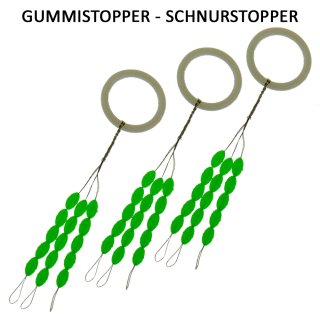 Schnurstopper | Gummistopper 3er Set = 45 Stopper Neongr&uuml;n