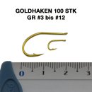 Angelhaken-Set, Carbon 100 St&uuml;ck vergoldet