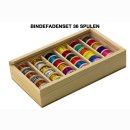 Bindefaden Set 4 - 36 Spulen in Holzbox