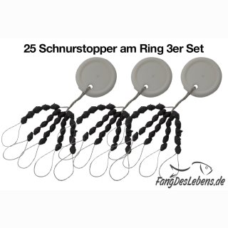 Schnurstopper | Gummistopper Gr. M, L 3er Set = 75 Stopper Schwarz