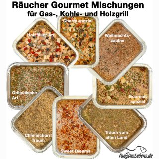 R&auml;ucher-Gourmet-Mischung 75g, inkl. R&auml;ucherschale - 8 Geschmacksrichtungen