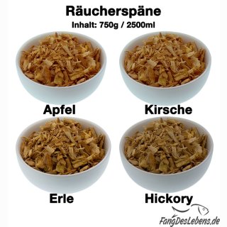 R&auml;uchersp&auml;ne 750g, Apfel, Erle, Hickory, Kirsche, Buche