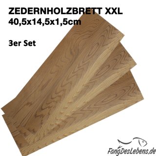 Zedernholzbrett Smoky 3er Set Zedernbrett 40,5 x 14,5 x 1,5cm