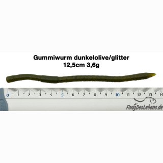 Gummiwurm (1 Stück) 12,5cm | 3,6g 01 - Dunkel|Olive|Glitter