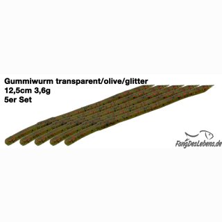 Gummiwurm (5er SET) 12,5cm | 3,6g 02 - Transparent|Olive|Glitter