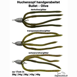 HuchenZopf handgearbeitet - Bullet Olive 17cm Köder 4 Arme, Huchen Zopf