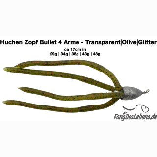 Huchen Zopf 43g - 4 Arme Transp.|Olive|Glitter