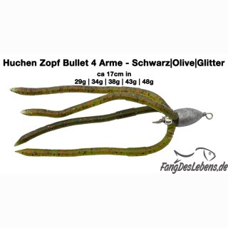 Huchen Zopf 34g - 4 Arme Schwarz|Olive|Glitter