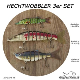 Hechtwobbler SET3-03 20cm-FNr. 101+15cm-FNr.678+13cm-FNr.136